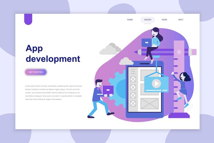 Modernt plandesignkoncept av App Development för webbplats och mobilwebbplats. Målsida mall. Kan användas för webb banner, infographics, hjälte bilder. Vektor illustration.