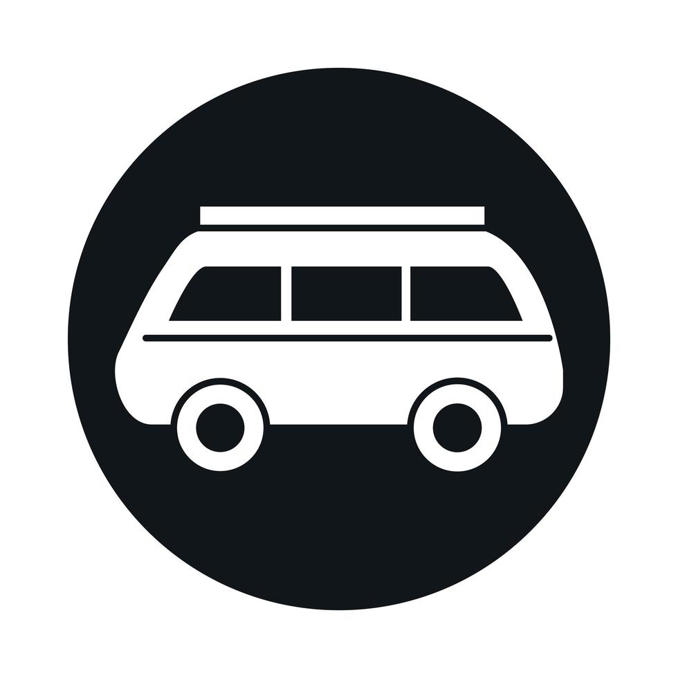Auto Mini Van Retro-Modell Transport Fahrzeugblock und flaches Icon Design vektor