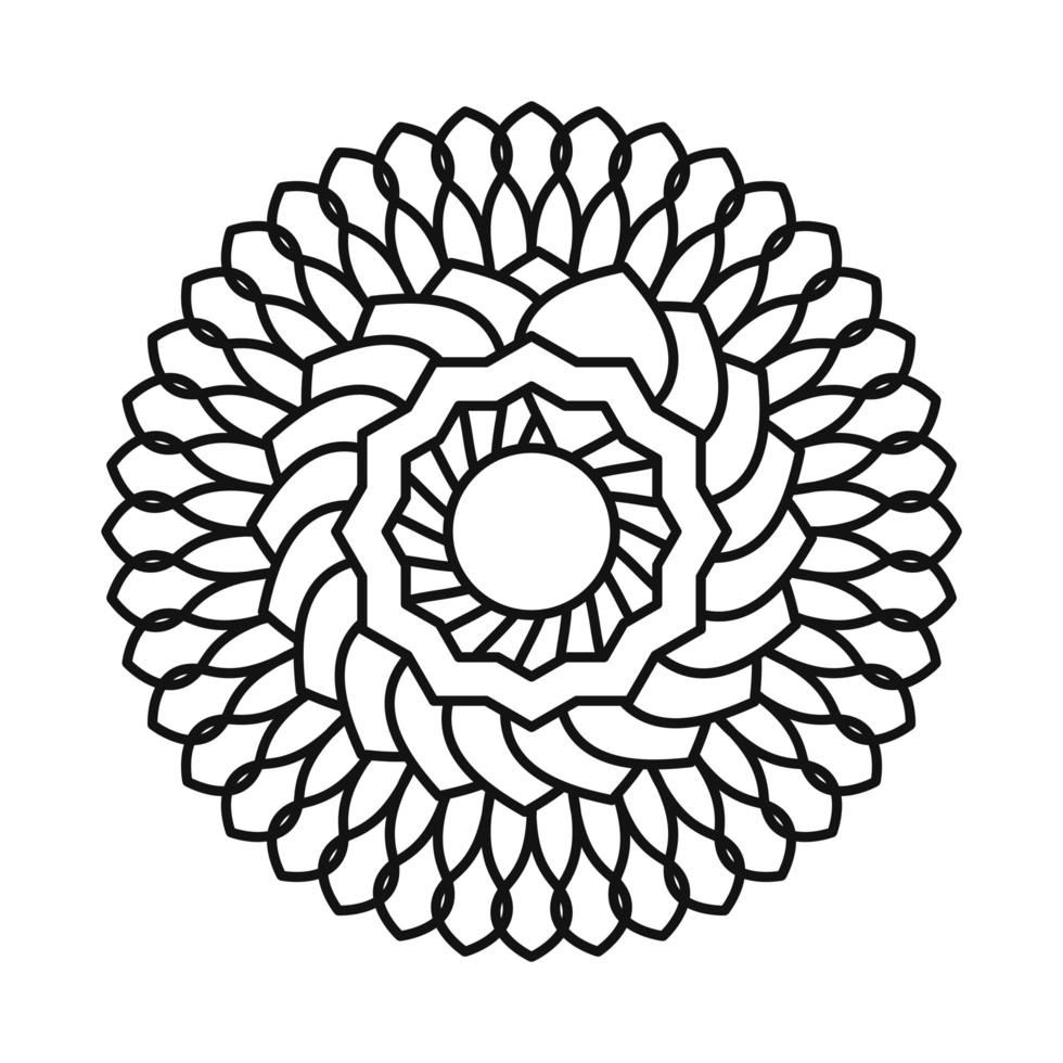 Mandala Blumendekoration rundes Ornament Linienstil-Symbol vektor