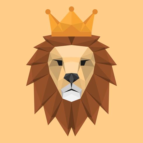 Geometrisk Låg Polygon Style Lion Face Head med Crown Triangular Illustration vektor