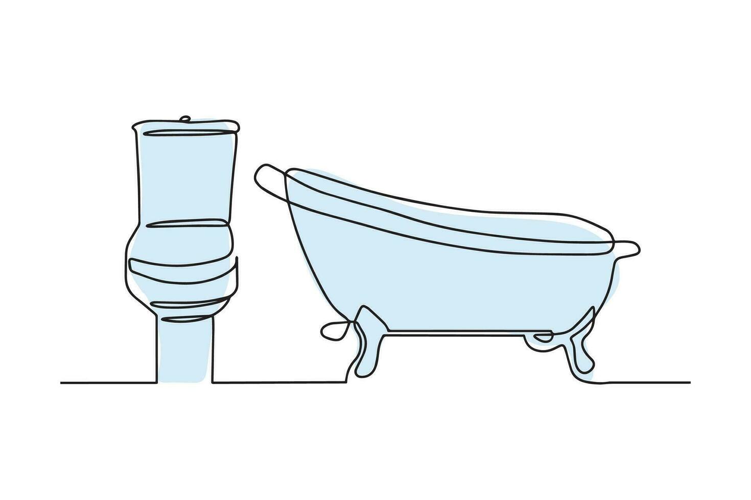 einer kontinuierlich gezeichnet Single künstlerisch Linie von das Gekritzel skizzieren von das Toilette und Badezimmer. Vektor