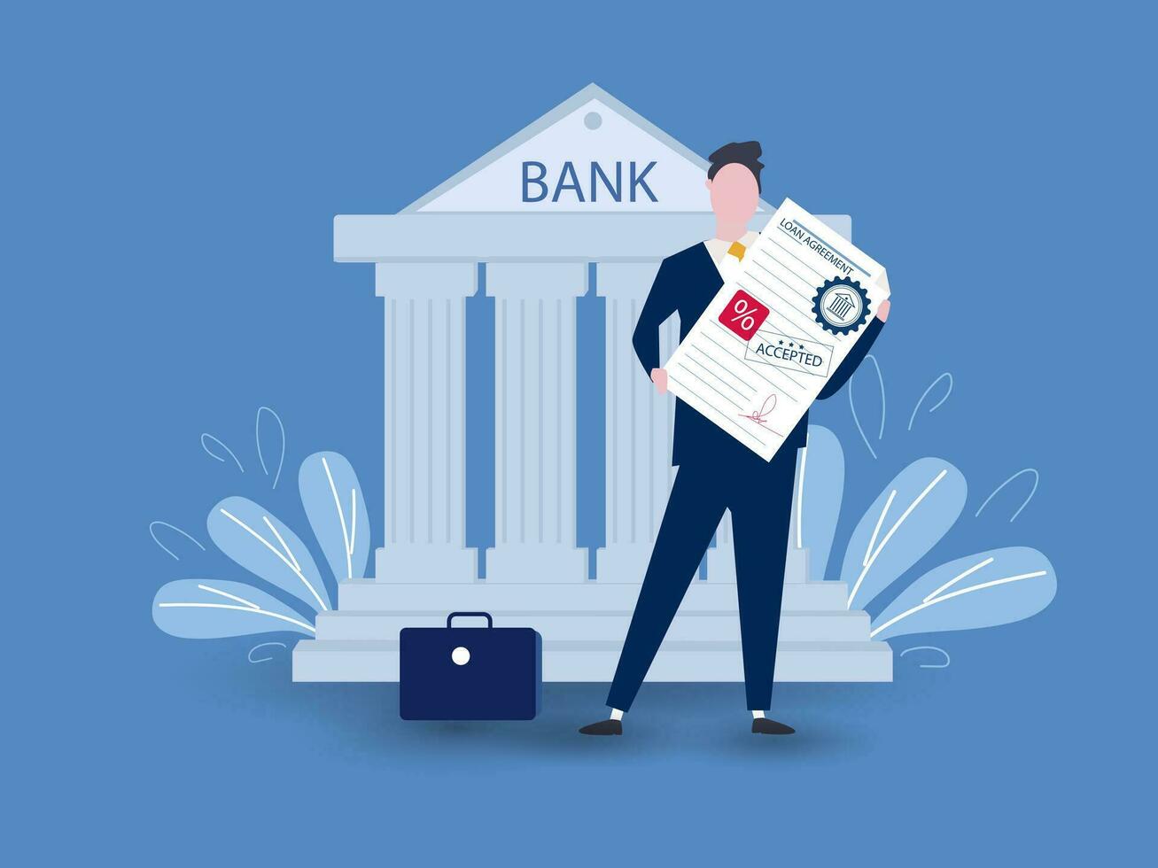 bewirbt sich zum Darlehen beim das Bank Illustration Konzept. Vektor Illustration .