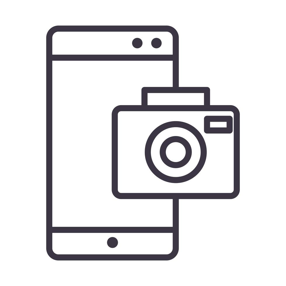 smartphone kamera foto app enhet teknik tunn linje stil design ikon vektor