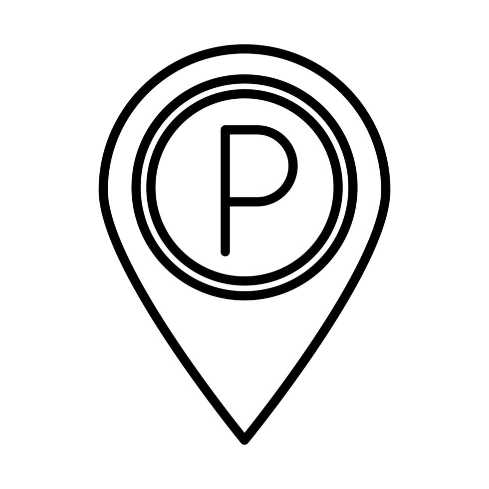 Parkplatz Positionszeiger Transportlinie Stil Symbol Design vektor