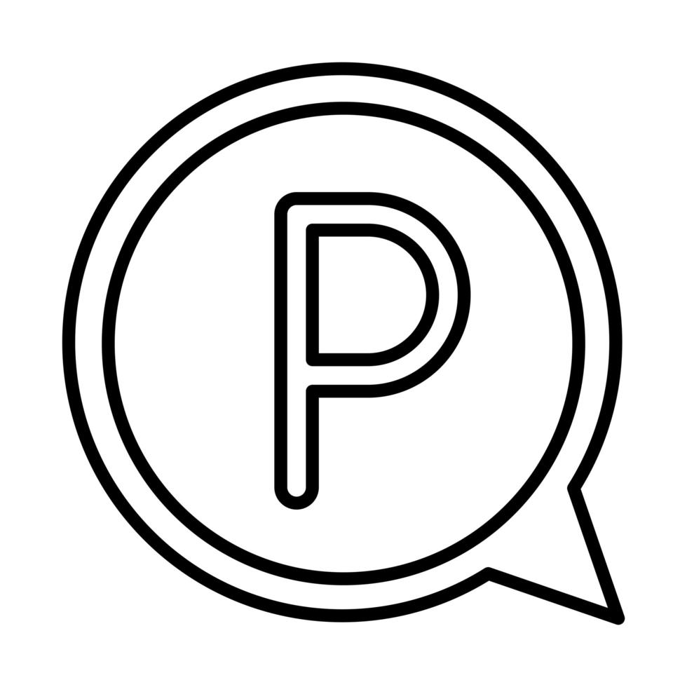 Parkplatz Transport Sprechblase Linienstil Icon Design vektor