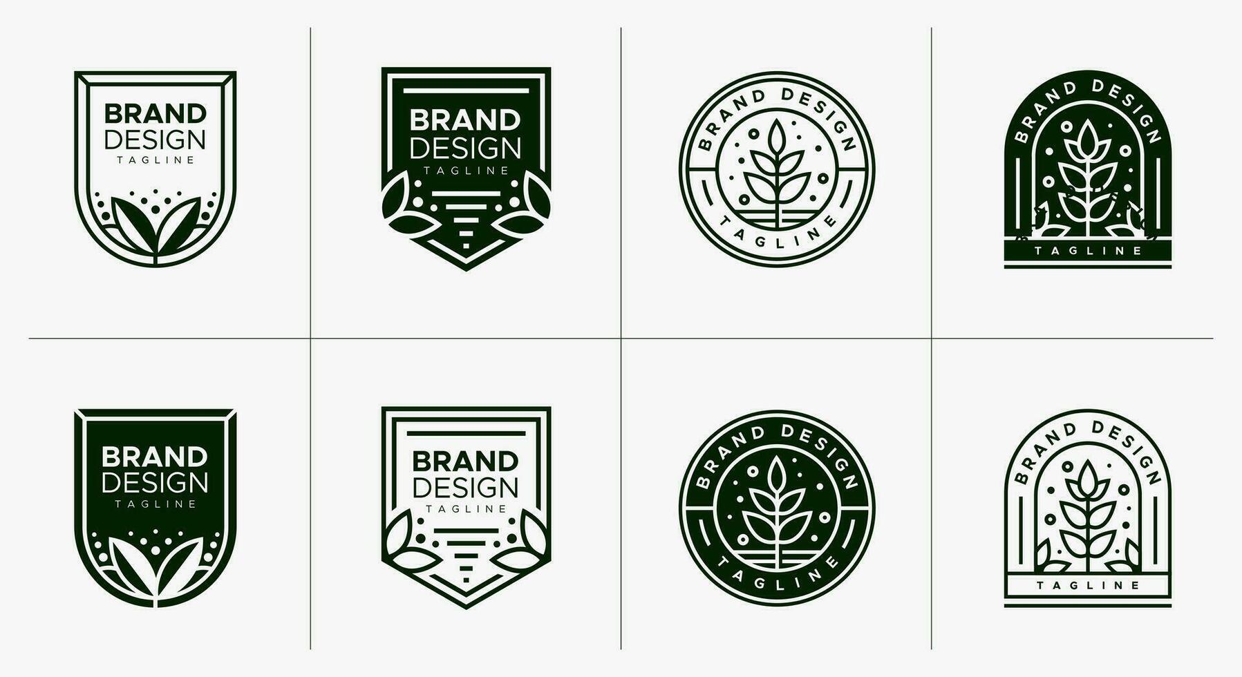 enkel linje naturlig blad logotyp design. minimalistisk organisk växt emblem logotyp uppsättning. vektor