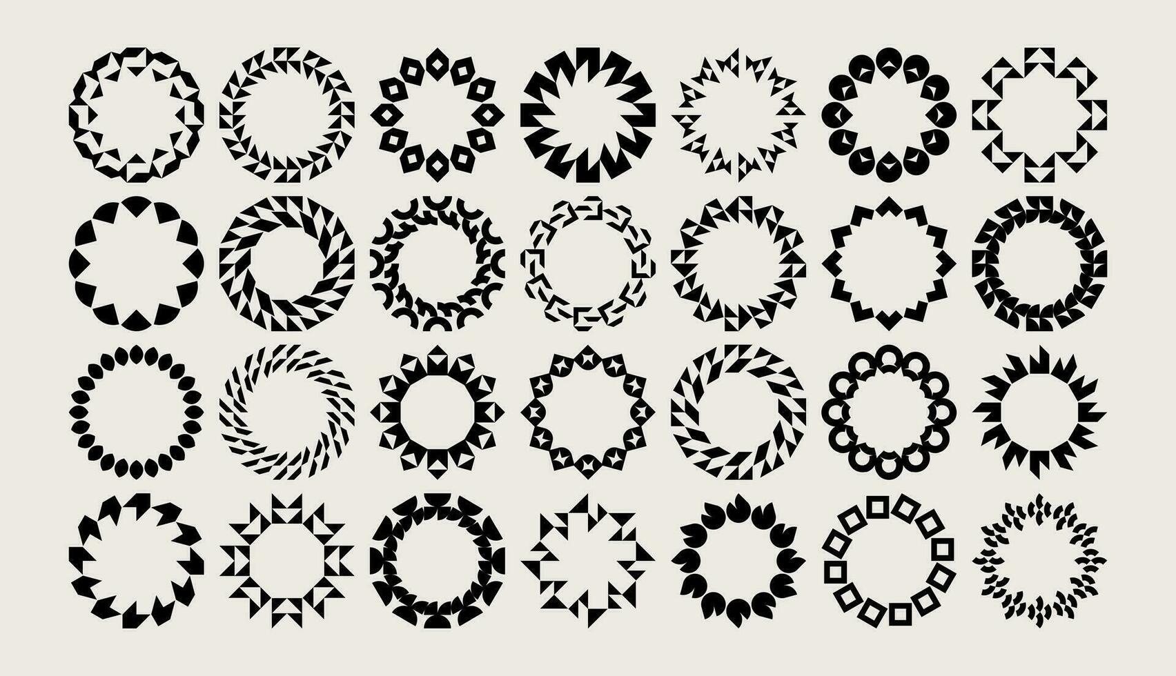 samling av abstrakt cirkel ram ikon logotyp. lyx element Sol cirkel gräns. vektor