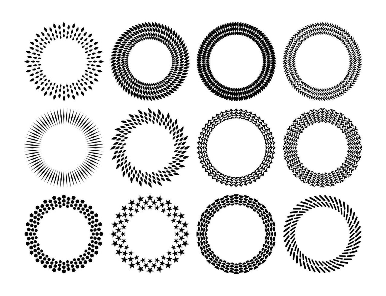 modern Basic gestalten kreisförmig Rahmen Logo Satz. leeren abstrakt Kreis Rand Logo. vektor