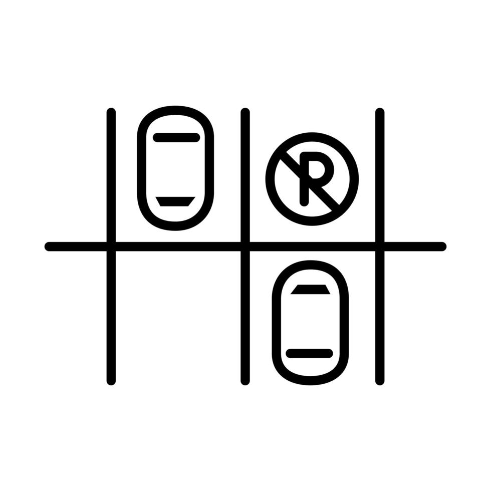 Parkplatzplatzhalter verboten und freies Linienstil-Icon-Design vektor