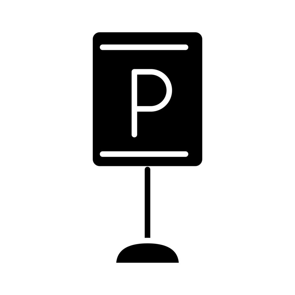 Parkplatz Schild Transport Silhouette Stil Icon Design vektor