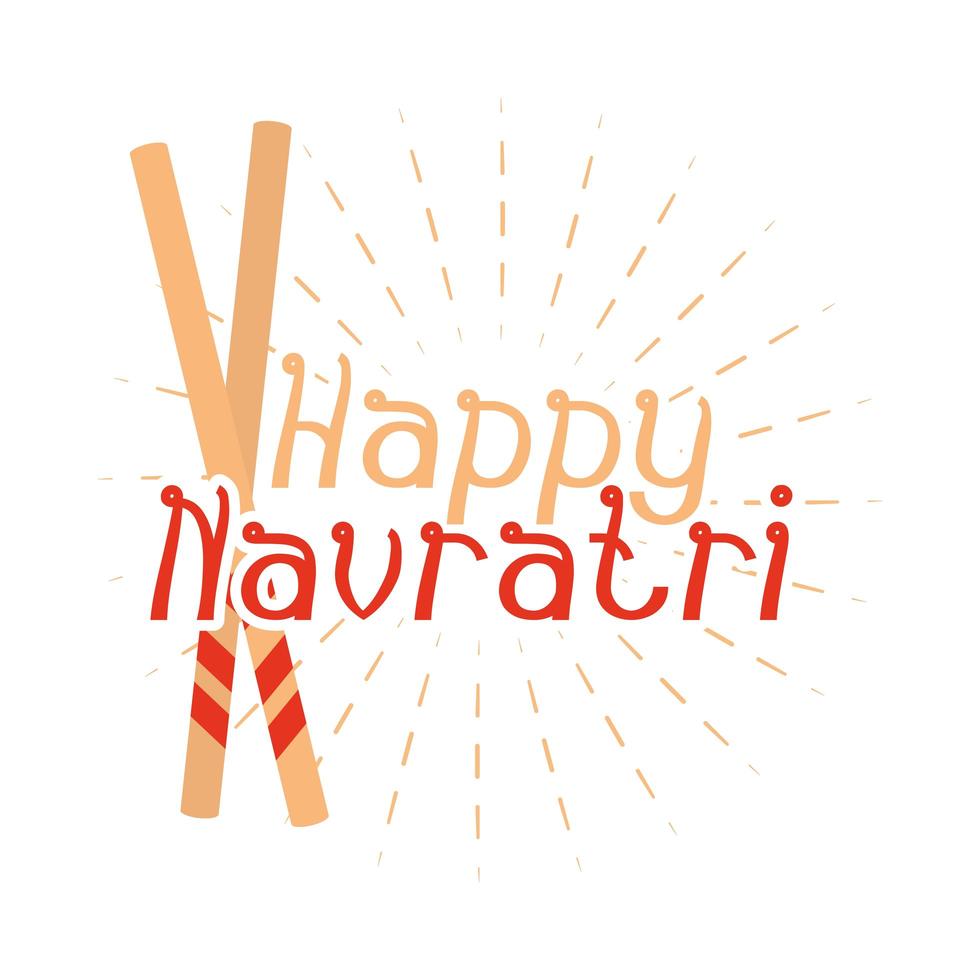 glad navratri indisk fest affisch typografi design platt stilikon vektor