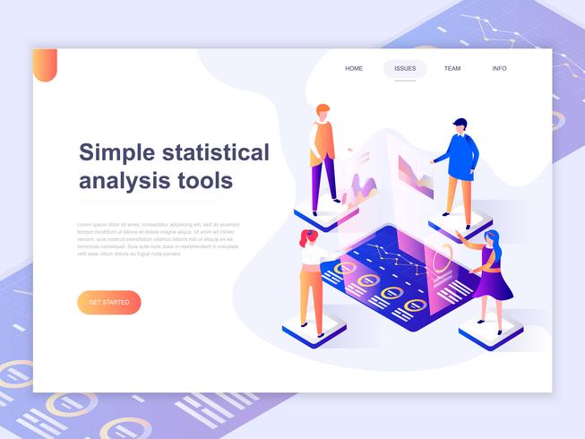 Zielseitenvorlage von Diagrammen und Analysieren des Statistikdatenvisualisierungskonzeptes. Isometrisches Konzept 3D des Webseitendesigns für Website und bewegliche Website. Vektor-illustration vektor