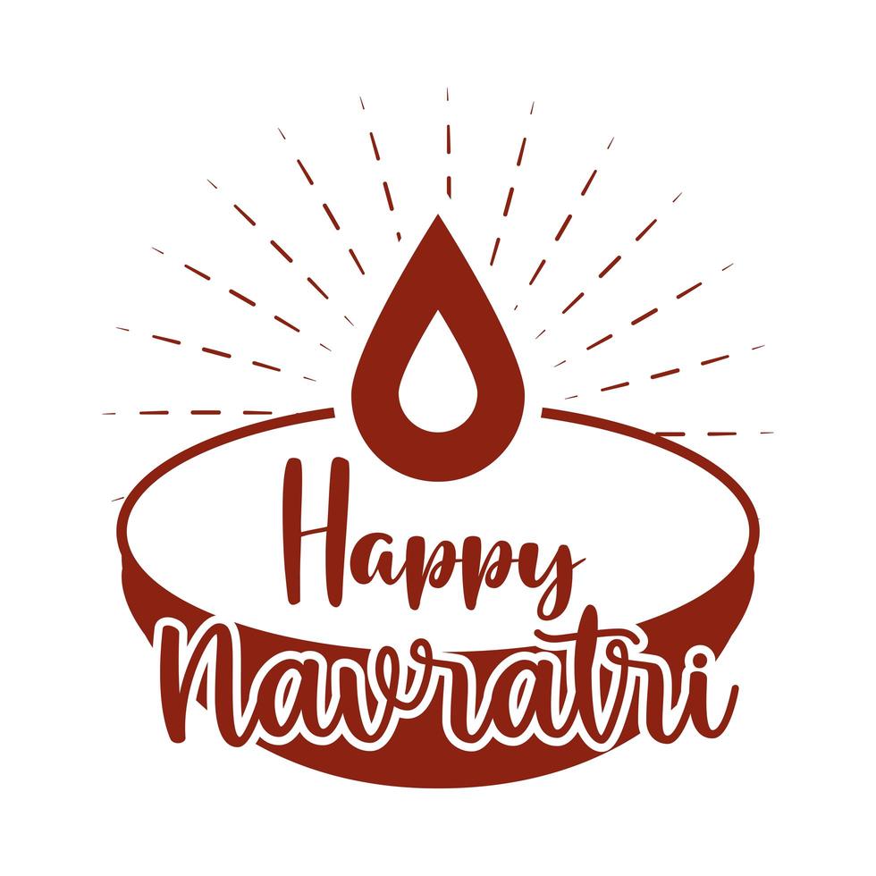 Happy Navratri indische Feier Göttin Durga Kultur religiöse Kerzenlicht Silhouette Stilikone vektor