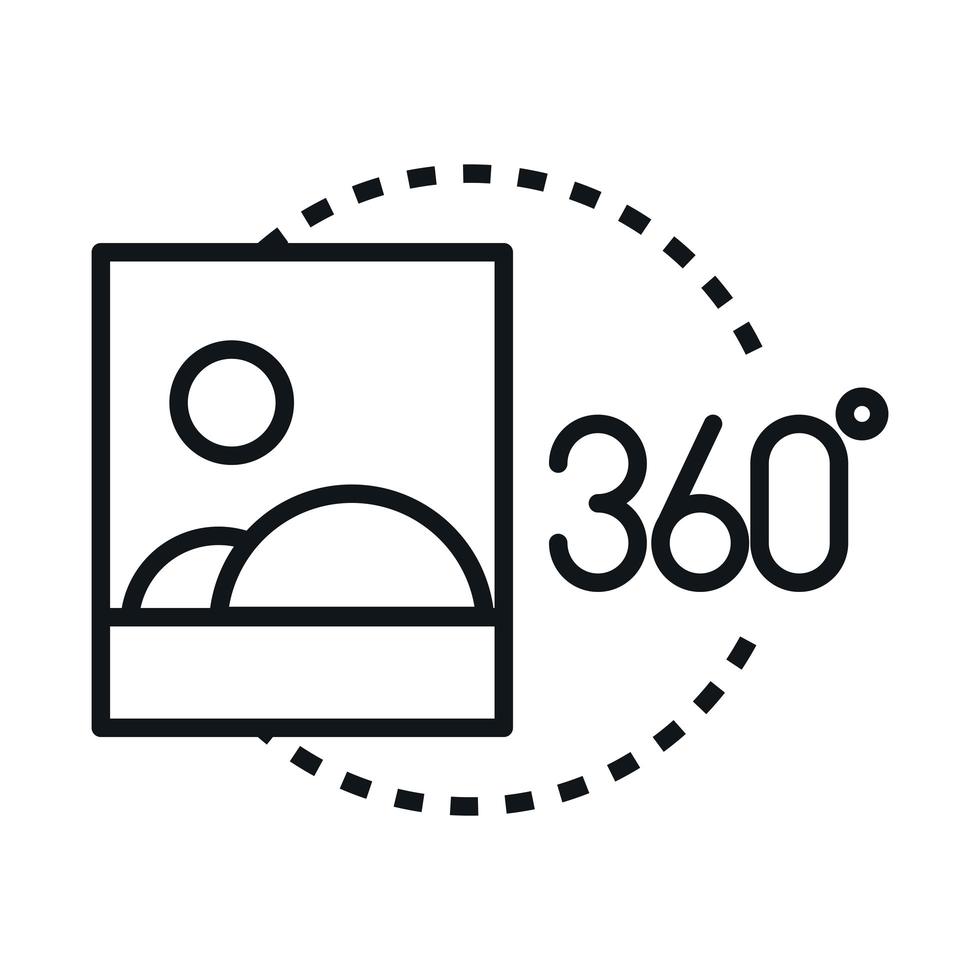 360 bildvy virtuell rundtur bild linjär stil ikon design vektor