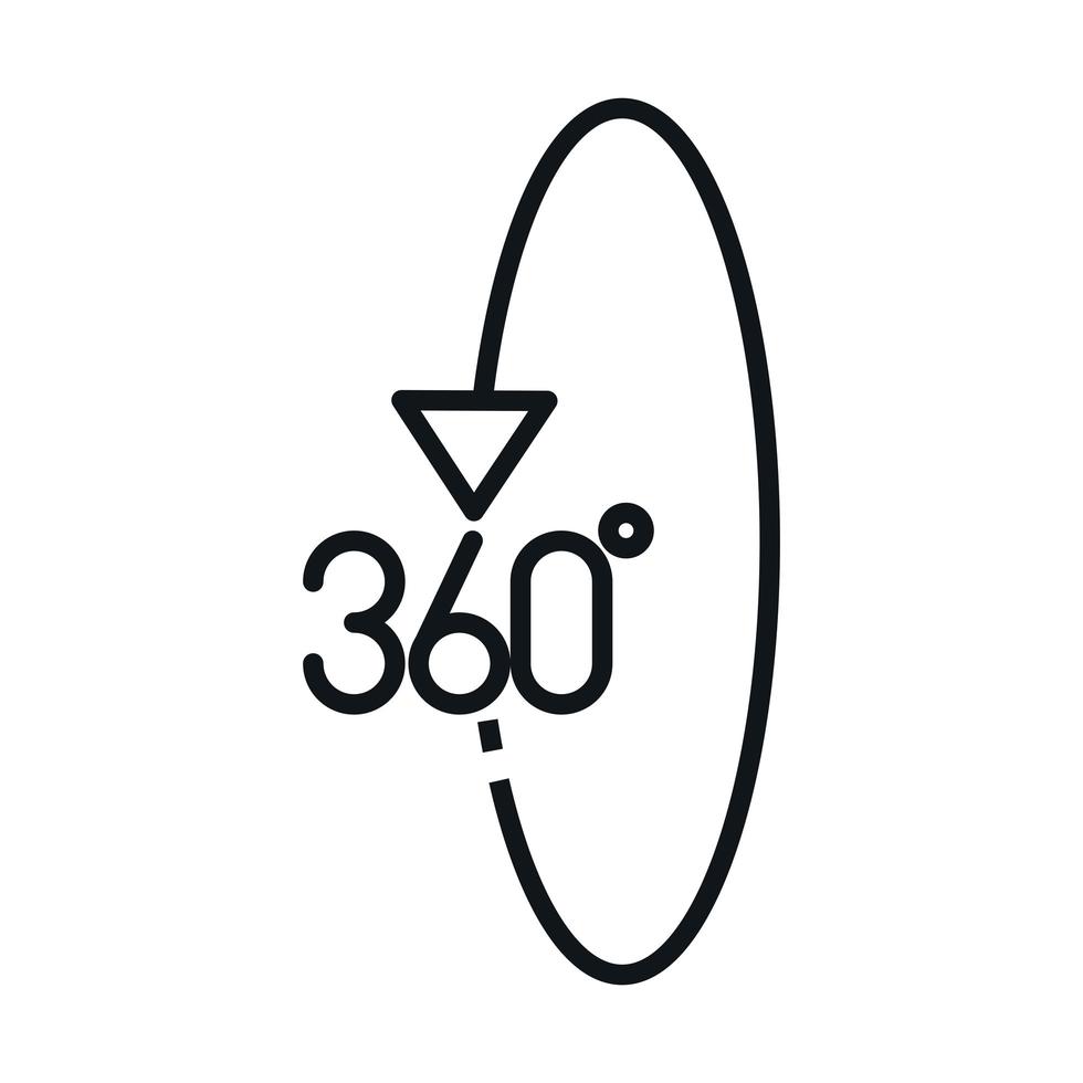 360 graders vy virtuell rundtur linjär stil ikon design vektor