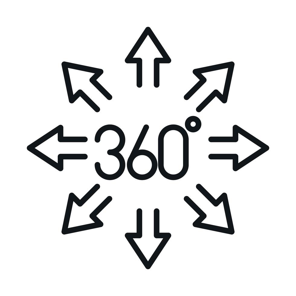 360-Grad-Ansicht virtueller Rundgang Symboldesign im linearen Stil vektor