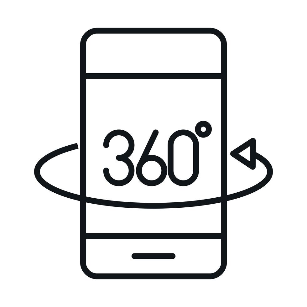 360 graders vy smartphone linjär stil ikon design vektor