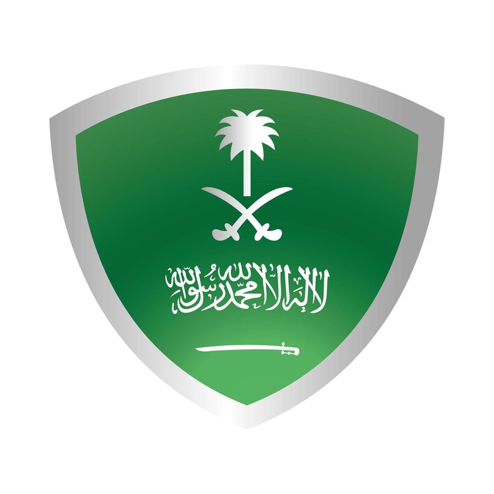 Saudiarabien nationell dag sköld med flagga grönt tecken lutning stilikon vektor