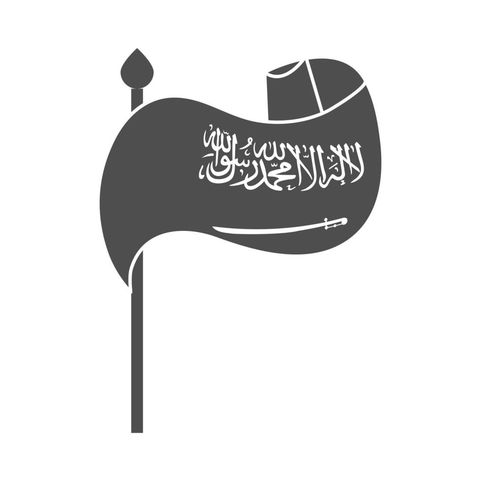 Saudiarabien nationella dagen våg flagga nationella patriotism siluett stilikon vektor