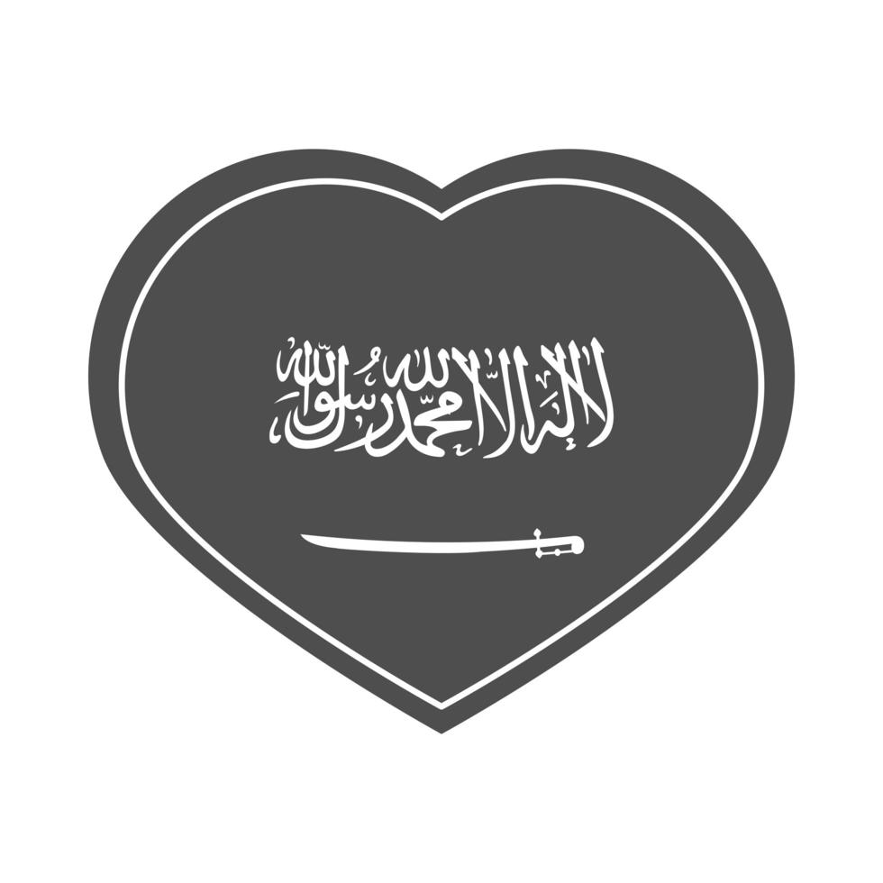 Saudiarabien nationella dagen hjärtat flagga nationella firande siluett stilikon vektor