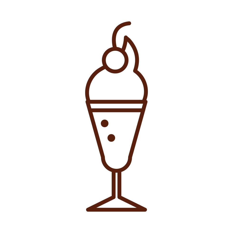 snabbmat milkshake med fruktmiddag och meny välsmakande måltid och ohälsosam linje stil ikon vektor