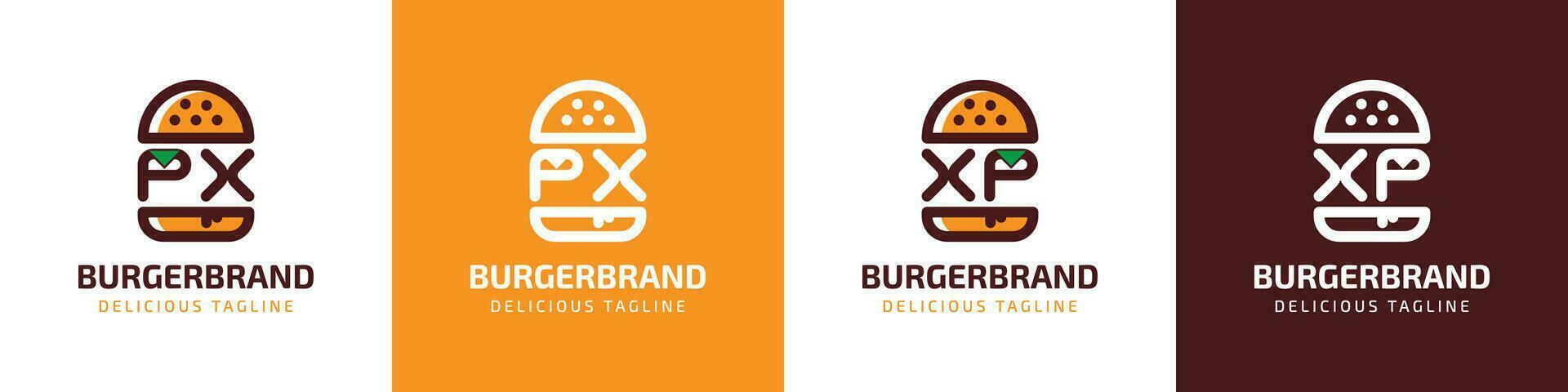 Brief px und xp Burger Logo, geeignet zum irgendein Geschäft verbunden zu Burger mit px oder xp Initialen. vektor