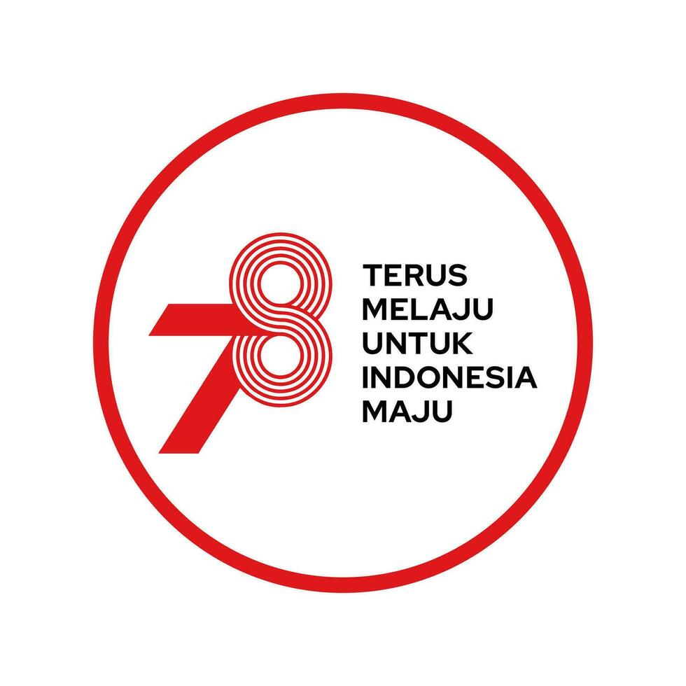 de 78: e oberoende dag av indonesien logotyp i cirkel röd vit bakgrund vektor illustration
