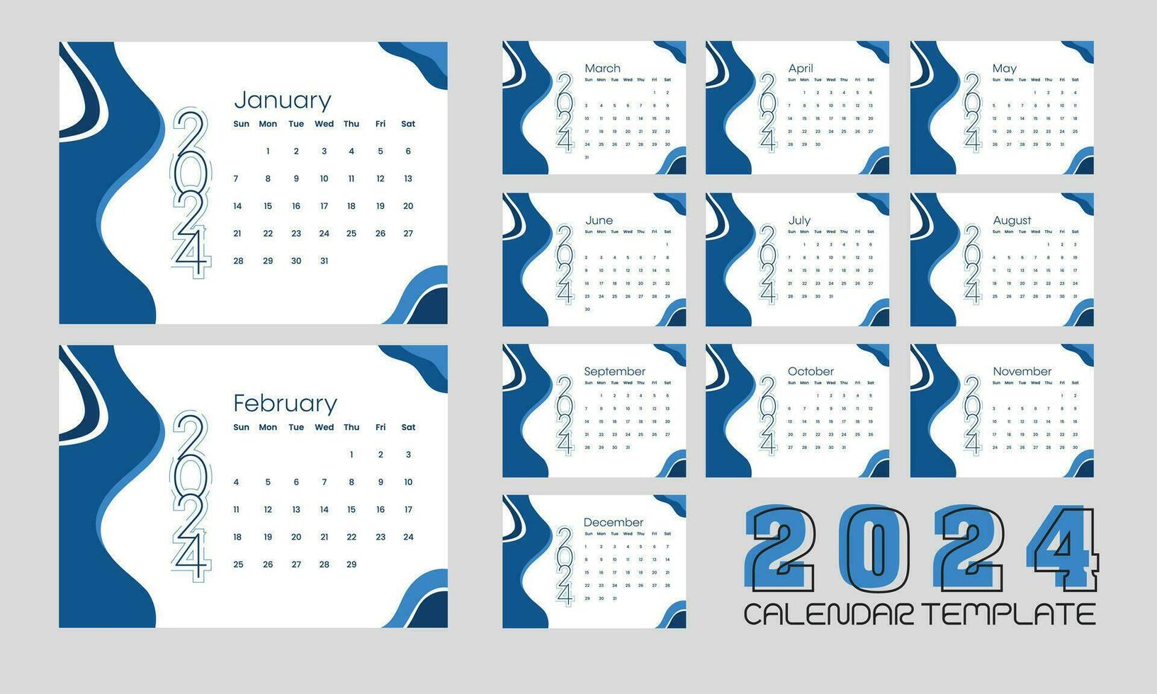 2024 kalender design med bakgrund vektor