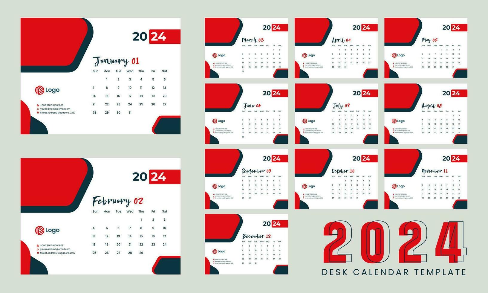 2024 Kalender Design mit Hintergrund vektor