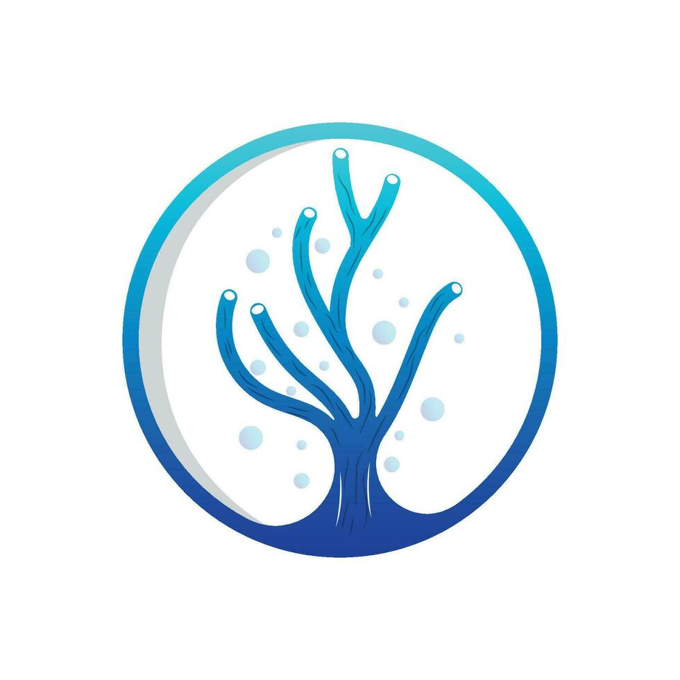 korall logotyp, marin växt design plats marin djur, tång hav vektor