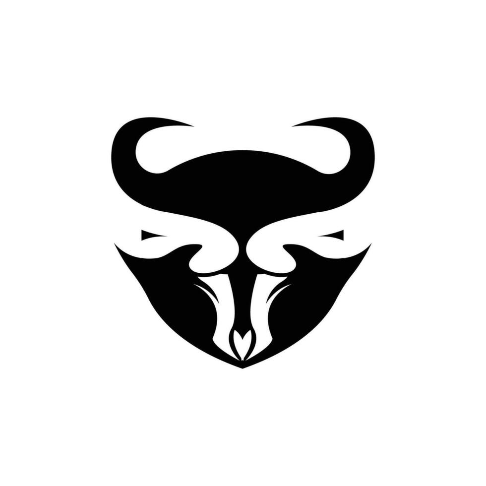 Stier Logo Design, Stier Kopf Vektor, einfach Jahrgang Büffel und Kuh lange Horn vektor