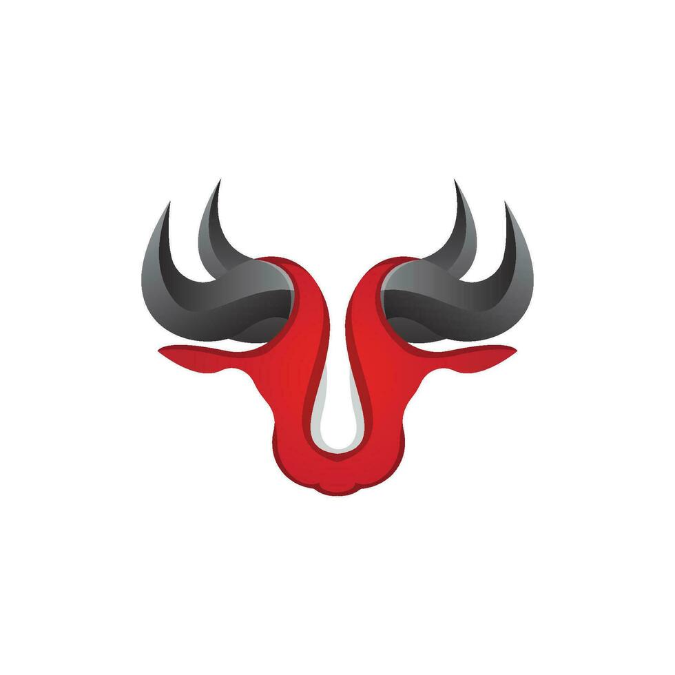 Stier Logo Design, Stier Kopf Vektor, einfach Jahrgang Büffel und Kuh lange Horn vektor