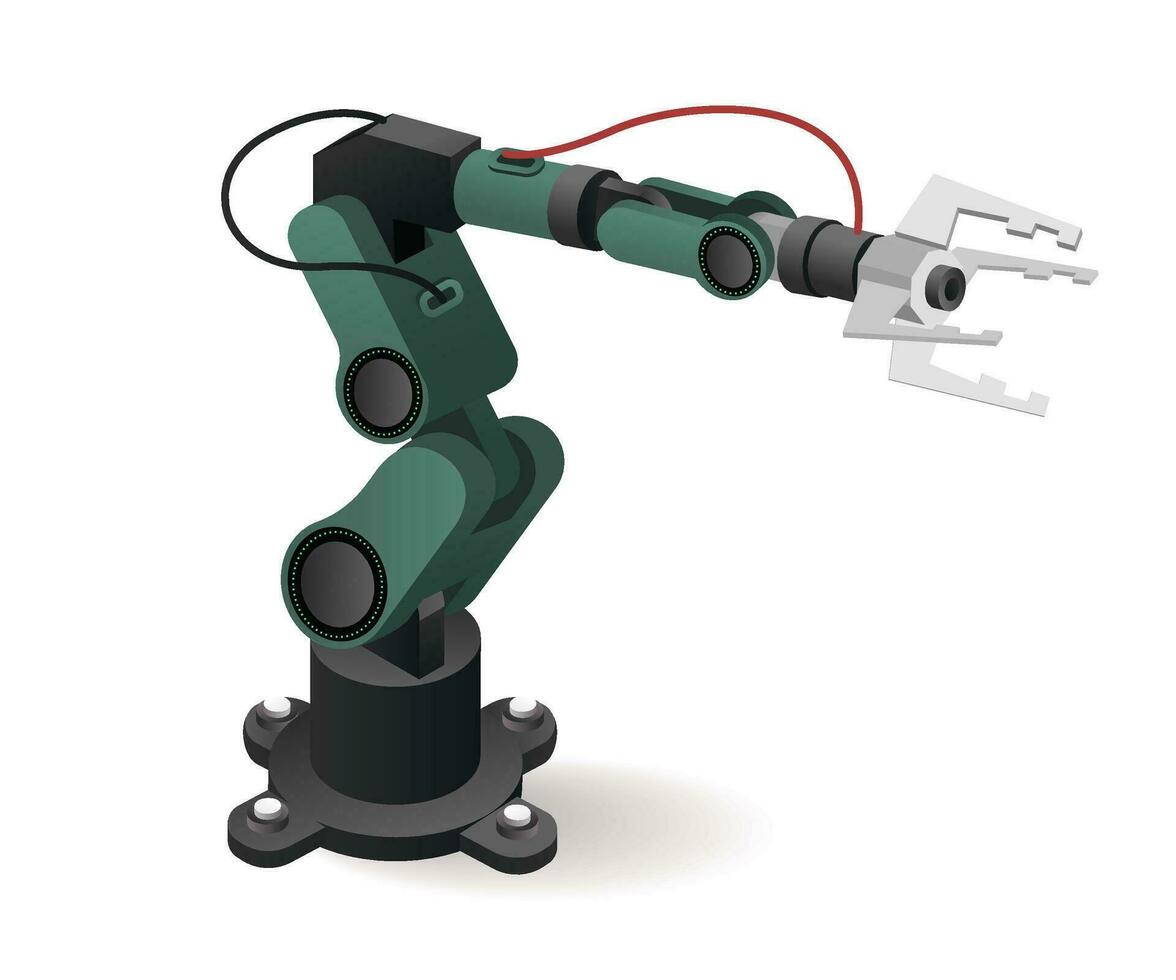 Technologie Werkzeug Fabrik Roboter Arm mit künstlich Intelligenz Konzept isometrisch Illustration vektor