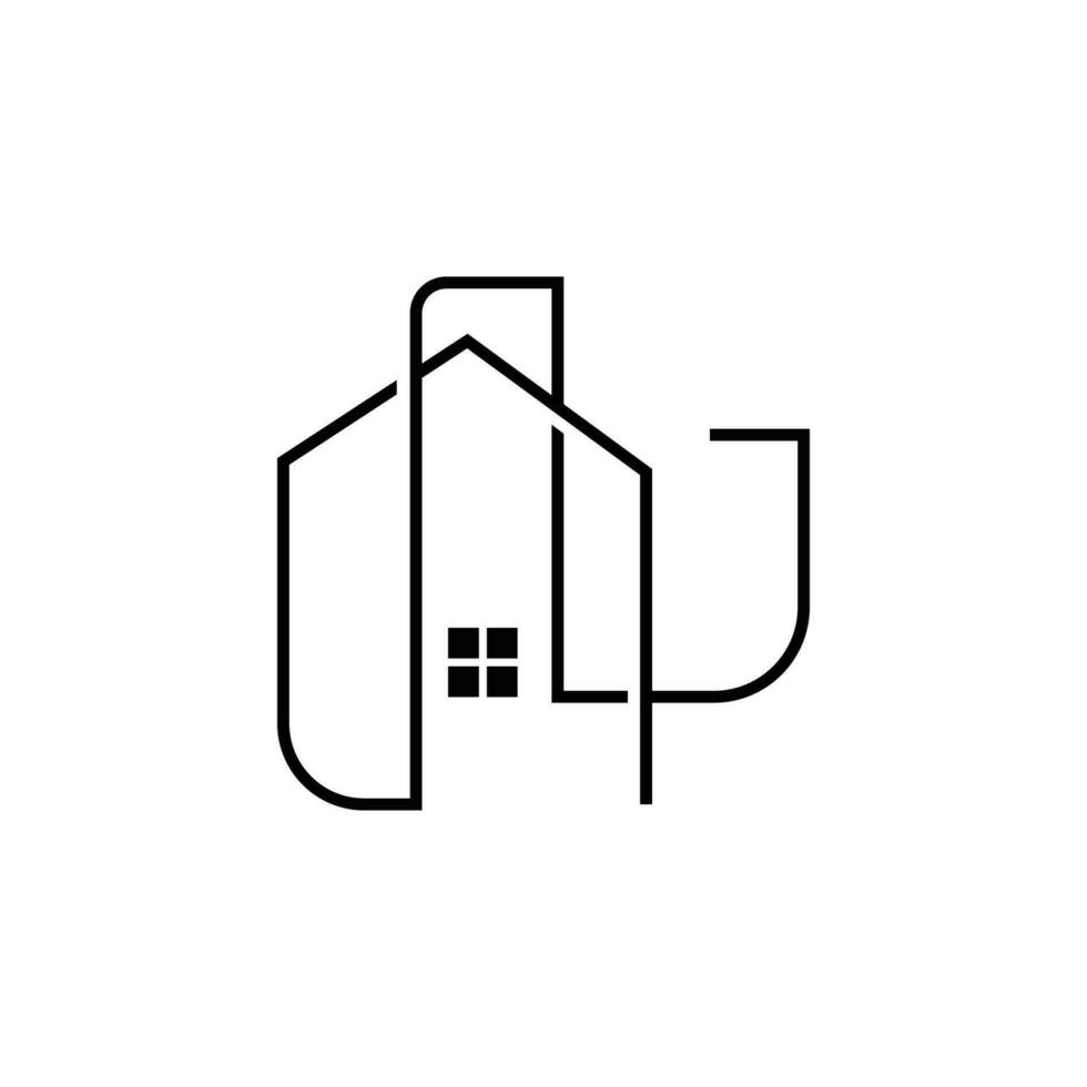 horisont logotyp, enkel modern design av skyskrapor, vektor stadsbild byggnader, ikon silhuett illustration