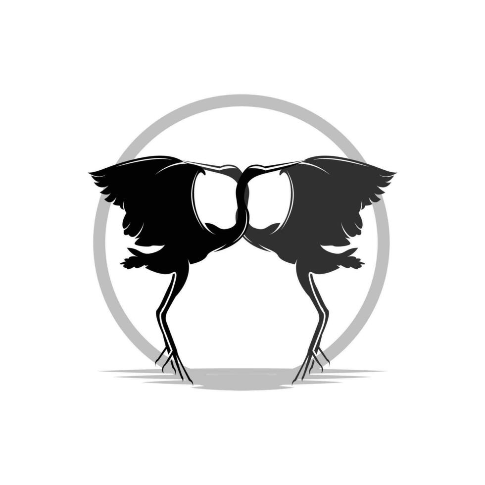 häger fågel logotyp, vektor fågel flygande stork häger, djur- silhuett design, ilustrasi mall
