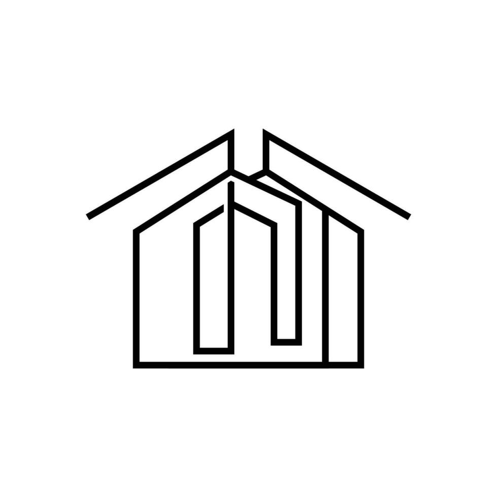 horisont logotyp, enkel modern design av skyskrapor, vektor stadsbild byggnader, ikon silhuett illustration