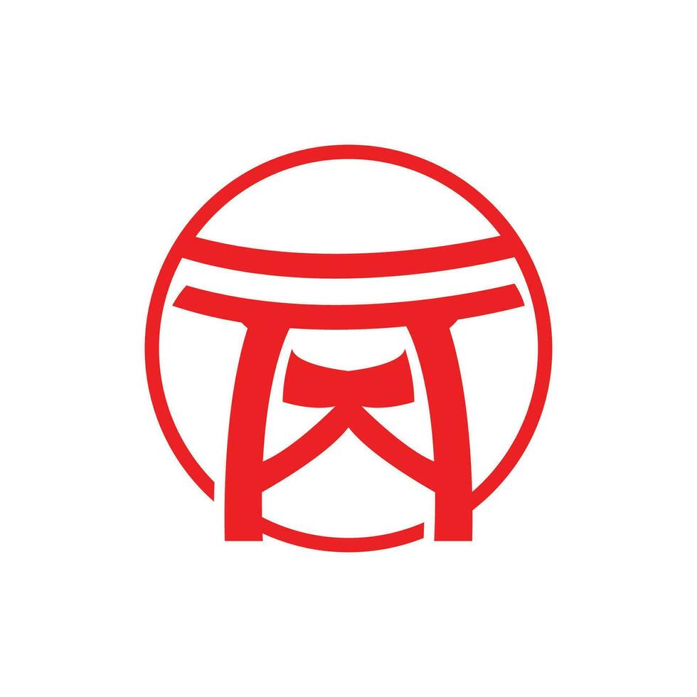 Torii-Tor-Logo, japanischer Geschichtstor-Symbolvektor, chinesische Illustration, Markenvorlage für Holzdesign-Unternehmen vektor