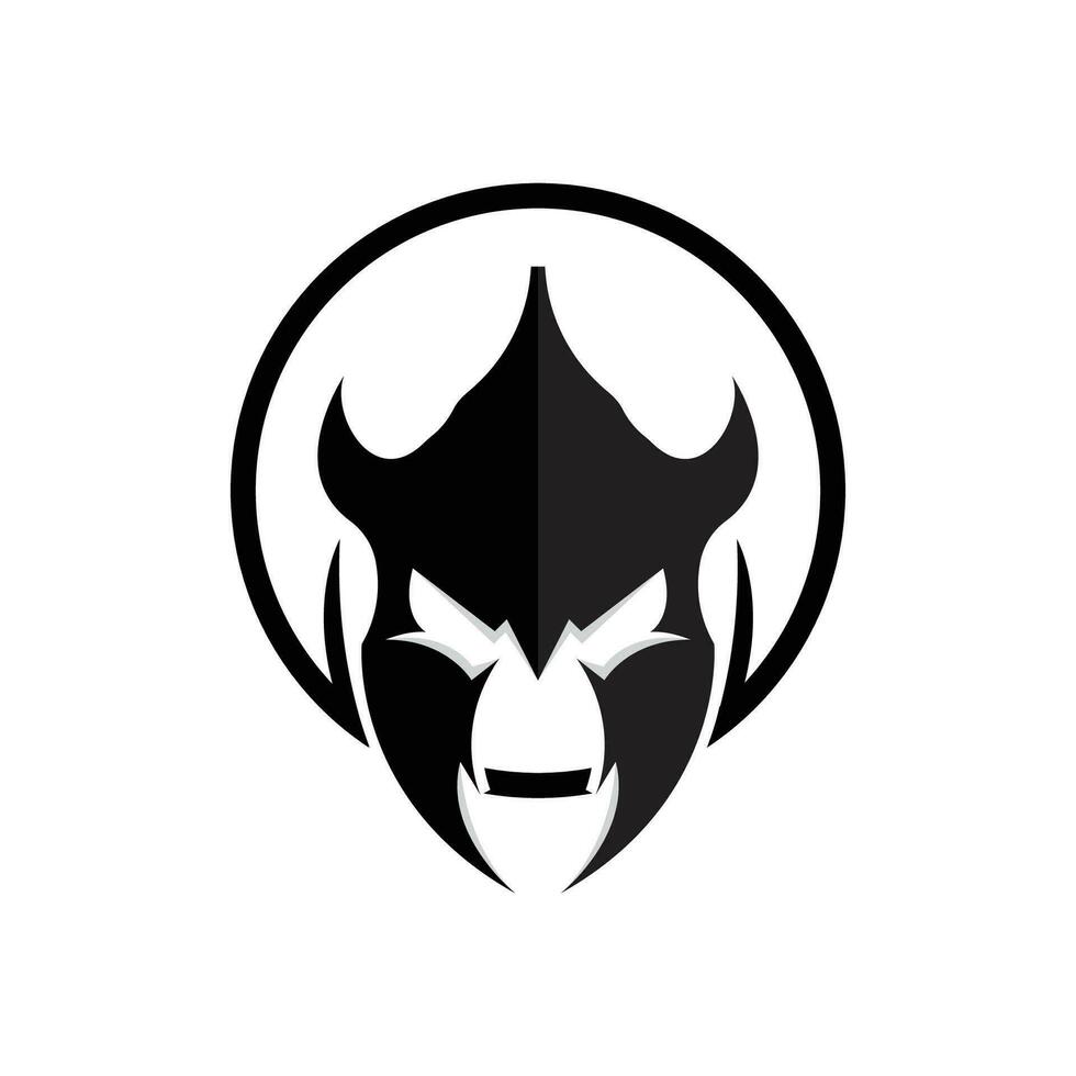 spartanisch Logo Design, Vektor Wikinger Wächter Kämpfer, einfach griechisch Krieger Helm