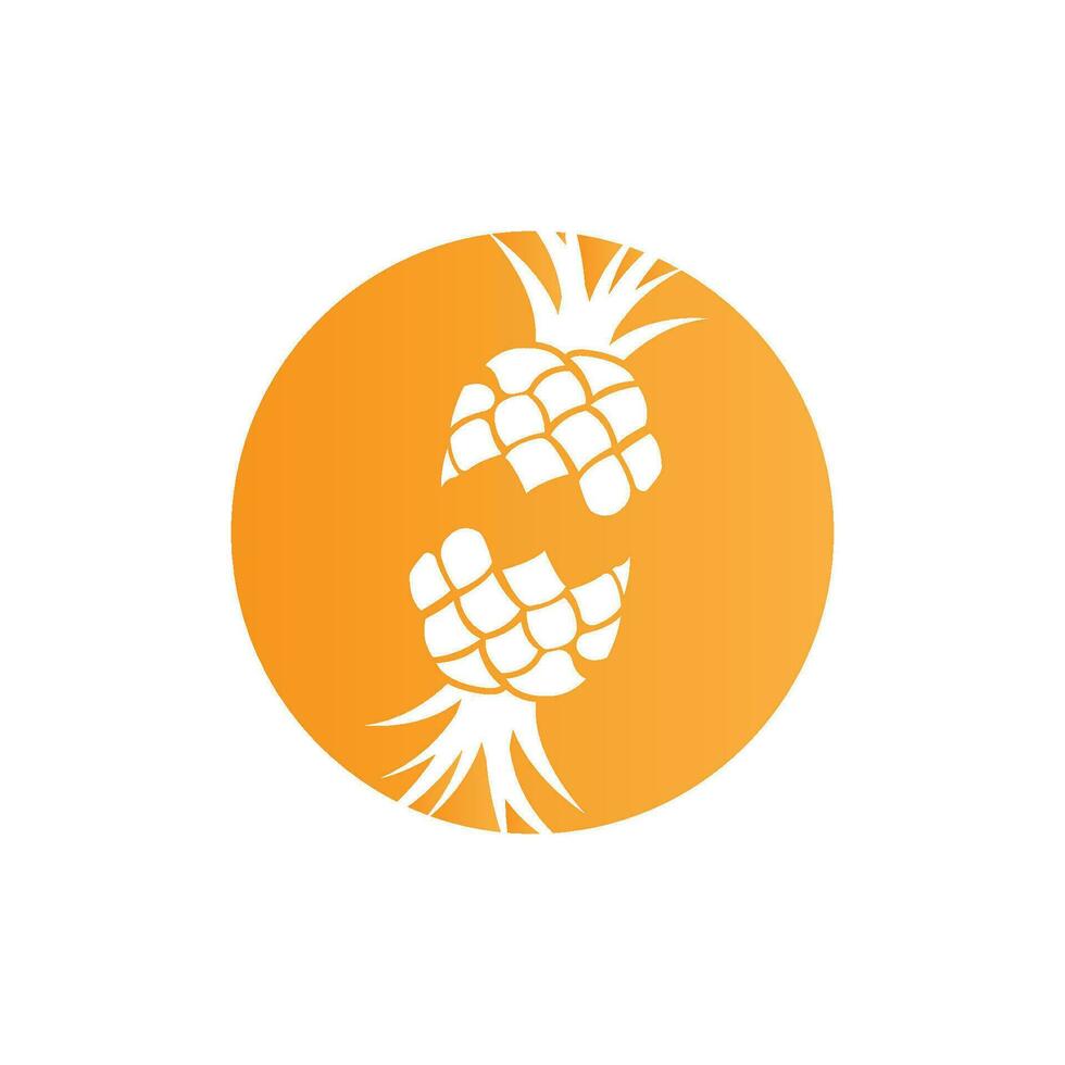 Ananas-Logo-Design, Vektor aus frischen Früchten, Plantagenillustration, Markenetikett für Fruchtprodukte