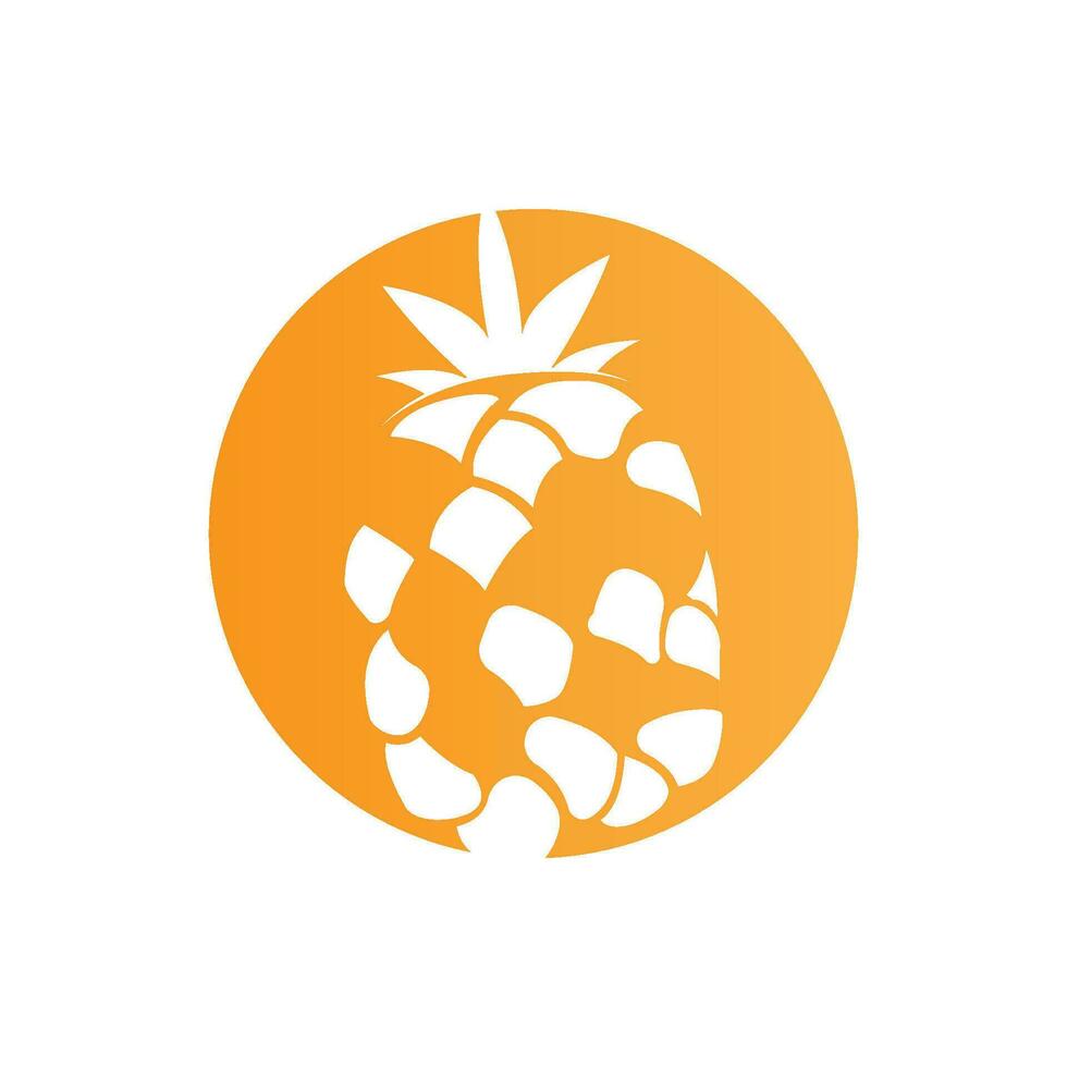 Ananas-Logo-Design, Vektor aus frischen Früchten, Plantagenillustration, Markenetikett für Fruchtprodukte