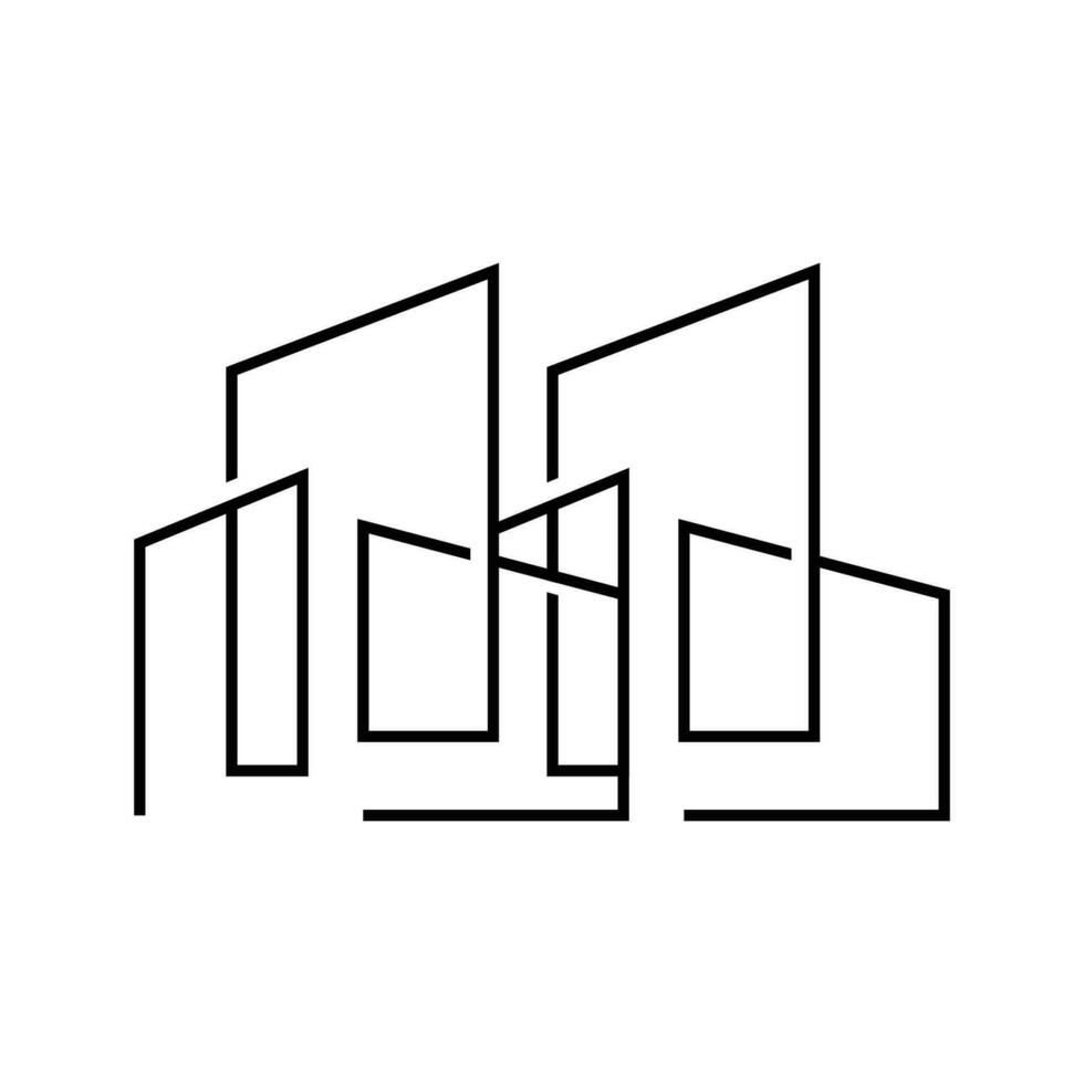 Horizont Logo, einfach modern Design von Wolkenkratzer, Vektor Stadtbild Gebäude, Symbol Silhouette Illustration