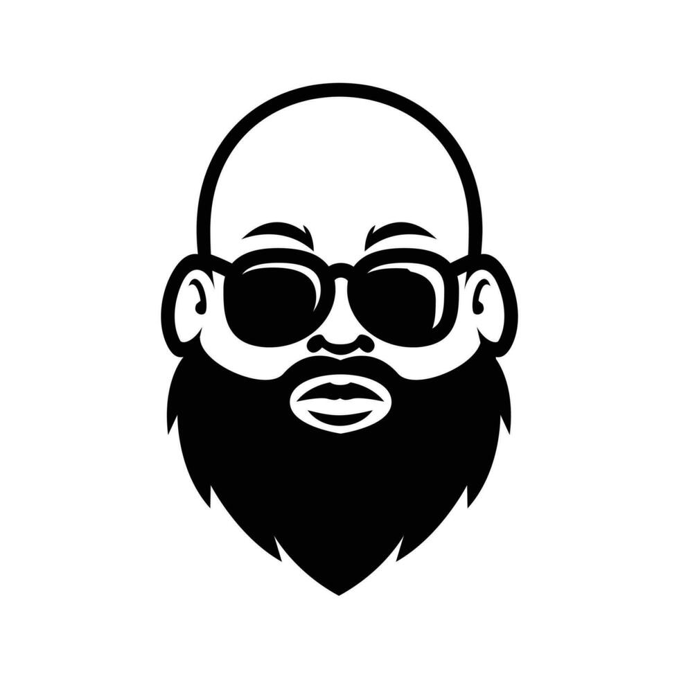 fett skallig skägg man maskot logotyp illustration vektor
