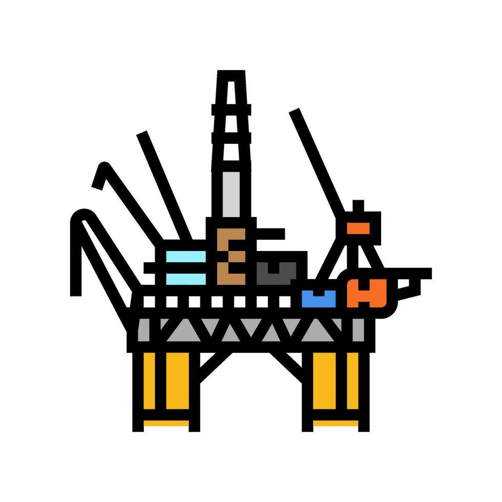 Off-Shore Bohren Petroleum Ingenieur Farbe Symbol Vektor Illustration