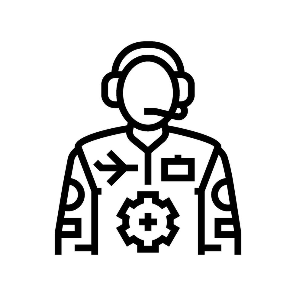 flyg testa flygteknik ingenjör linje ikon vektor illustration