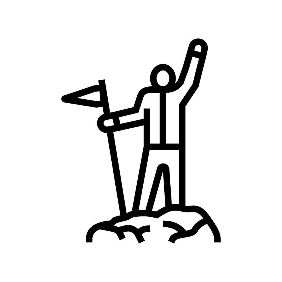 Flagge Bergsteiger oben Linie Symbol Vektor Illustration