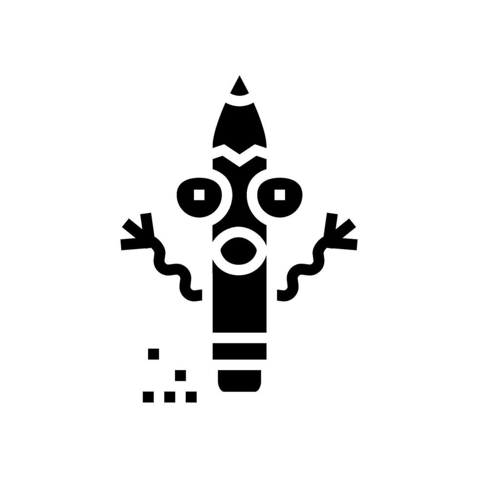 glücklich Stift Charakter Glyphe Symbol Vektor Illustration