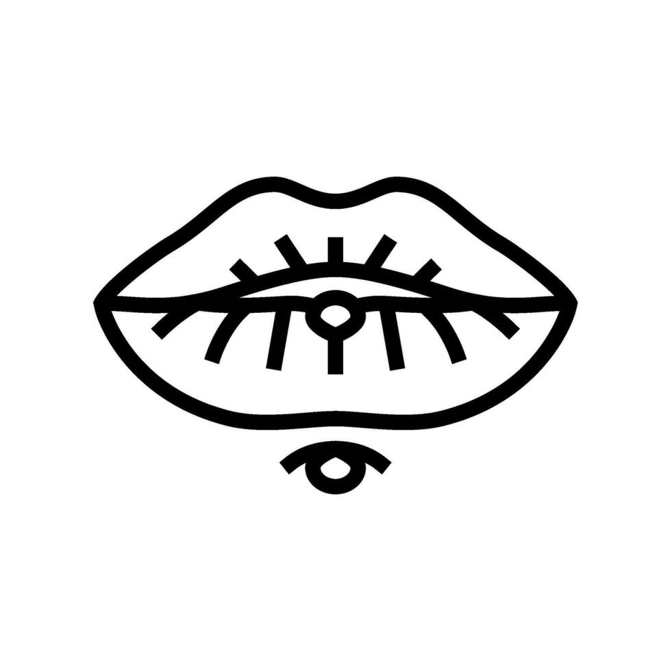 Lippe Piercing Mode Schönheit Linie Symbol Vektor Illustration