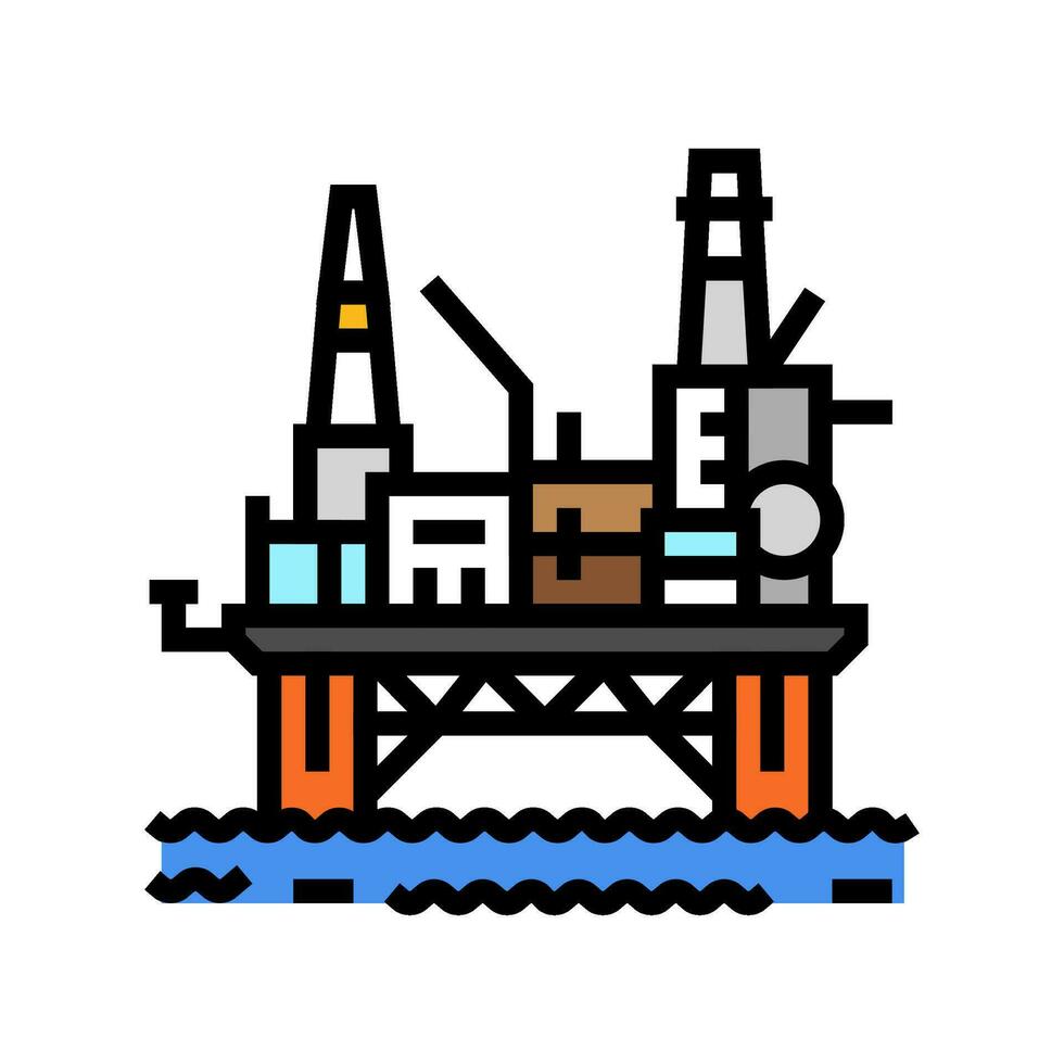 Öl rig Plattform Petroleum Ingenieur Farbe Symbol Vektor Illustration