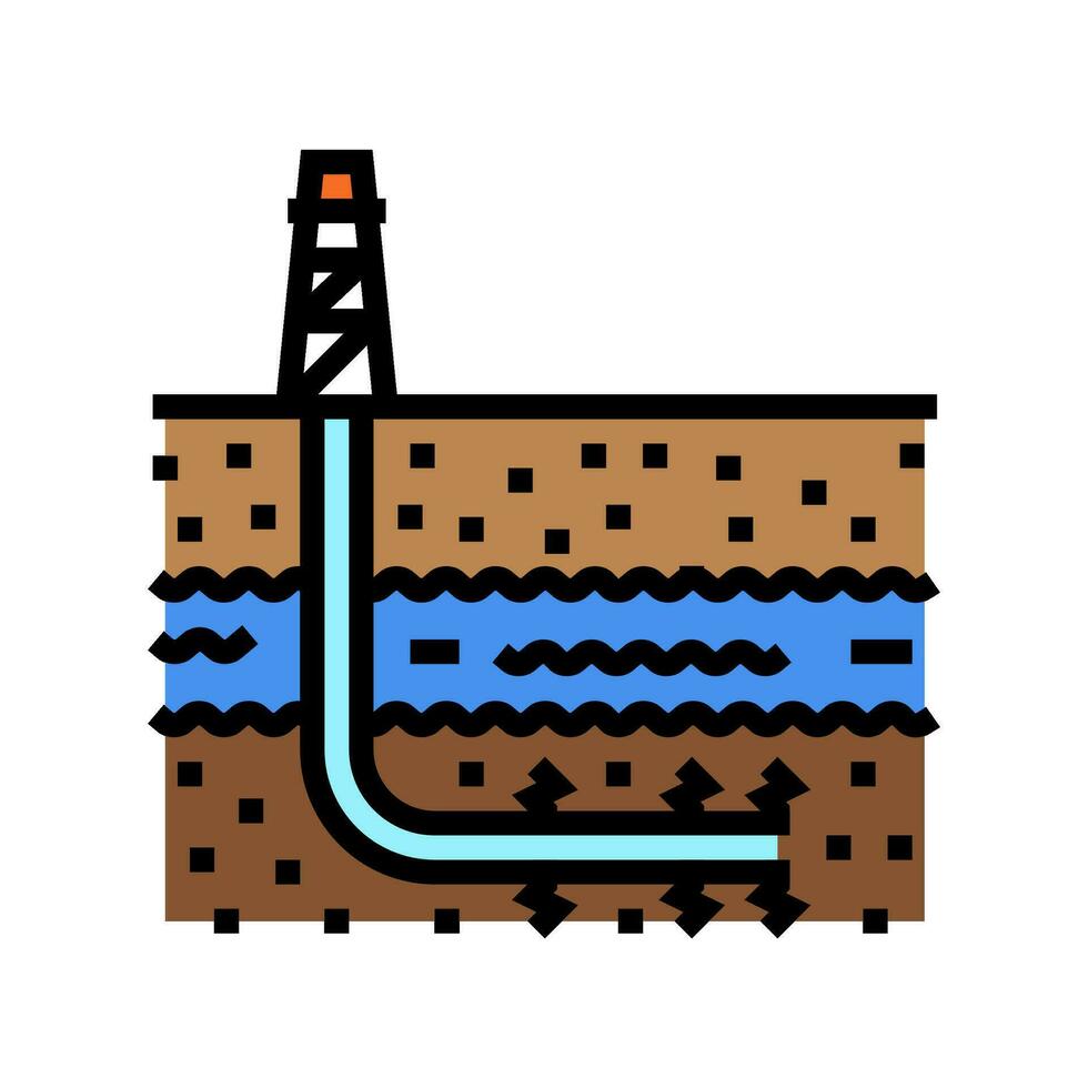 hydraulisk sprickbildning petroleum ingenjör Färg ikon vektor illustration