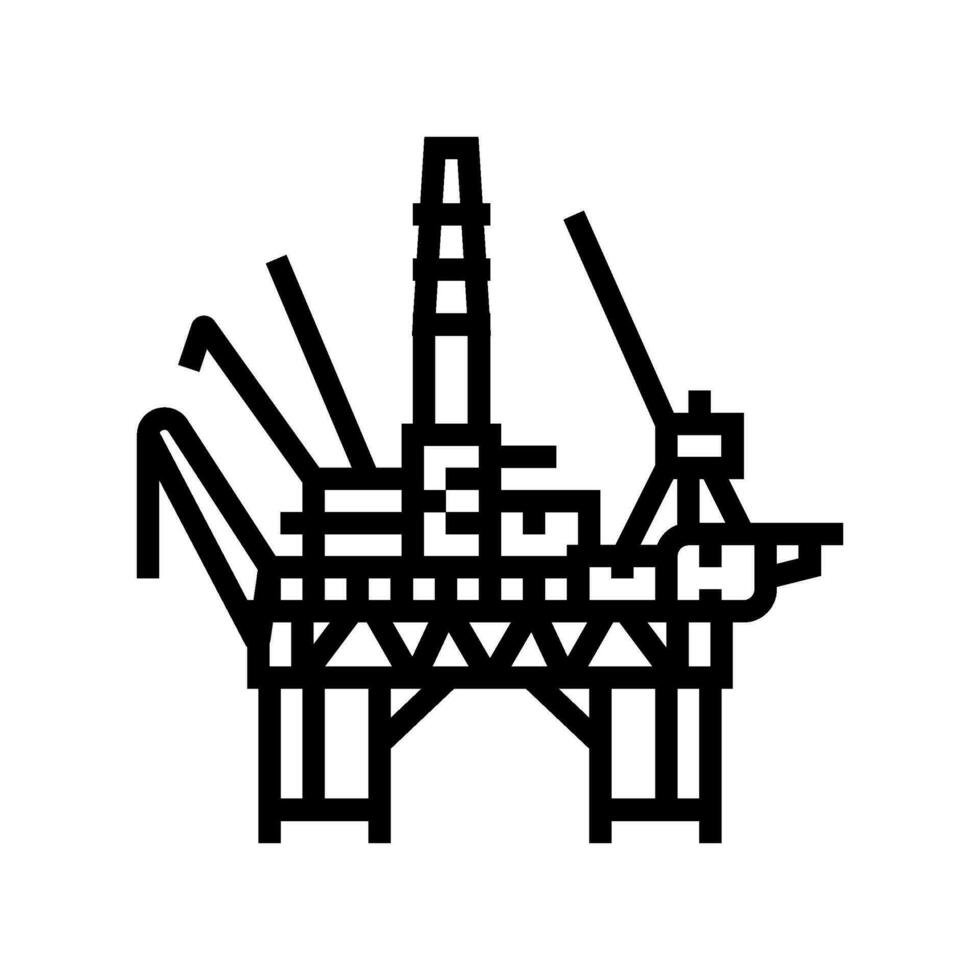 offshore borrning petroleum ingenjör linje ikon vektor illustration